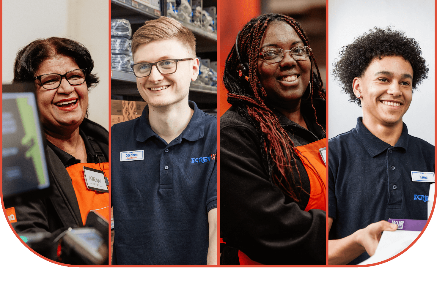 a photo montage of B&Q and ScrewFix colleagues